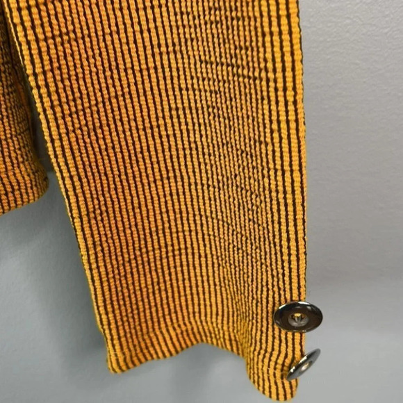 ZARA Ribbed Top Mustard Navy Ribbed Stretch Long Sleeve Textured Crew S - Picture 5 of 11